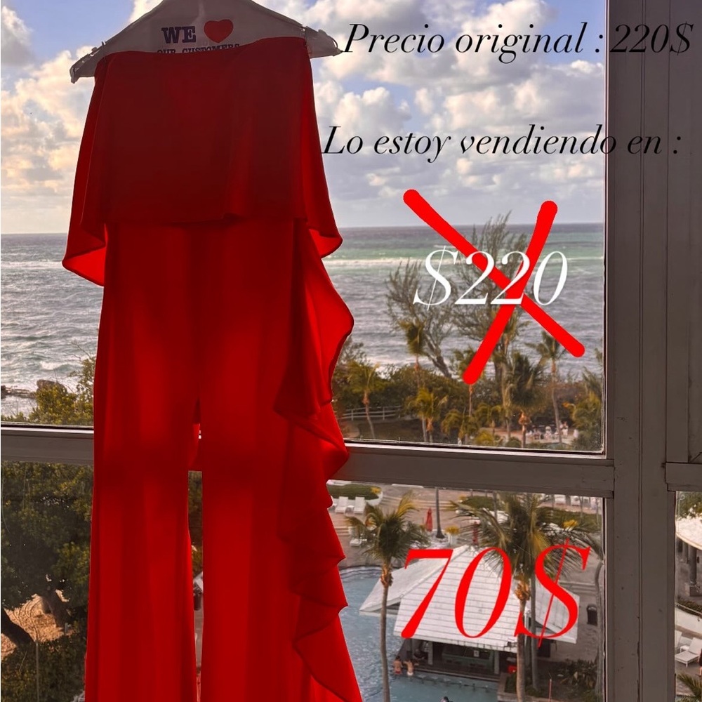 Elegant Red Ruffled Jumpsuit